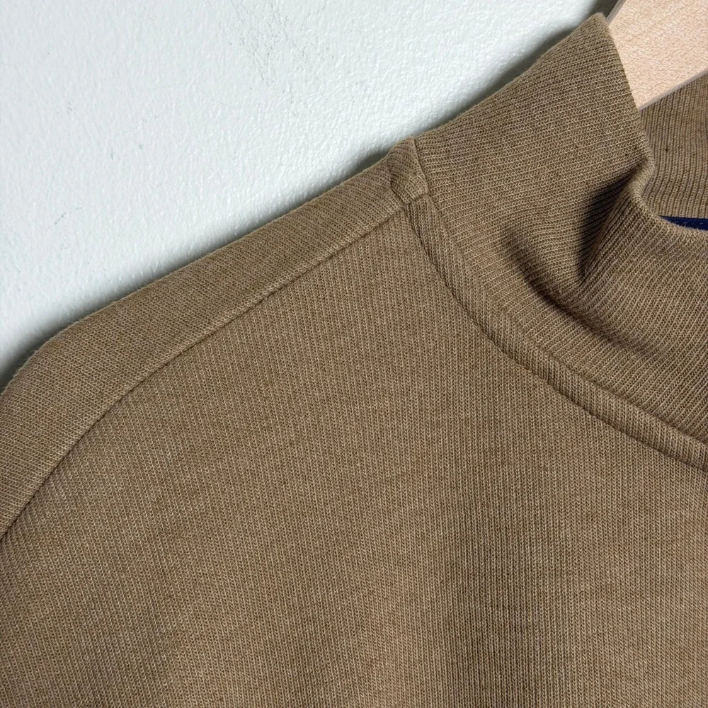 US Polo Assn Mens 2XL Camel Brown Quarter Zip Pullover Sweater Preppy Academia